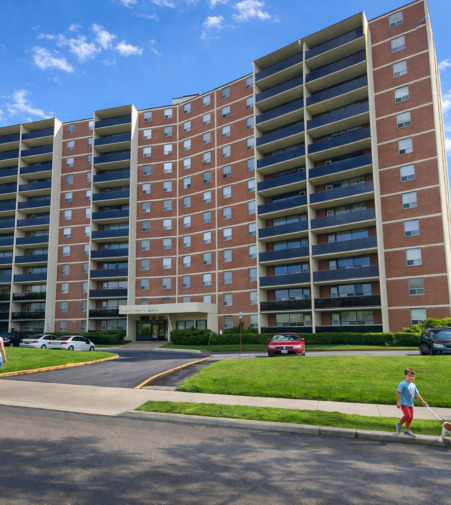 Exterior image of DeSantis Real Estate residential rental building Kings Forest Manor