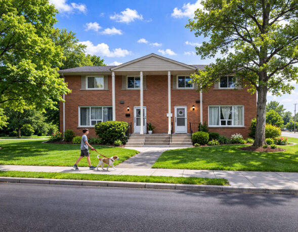 Exterior image of DeSantis Real Estate residential rental building Kingswood Place