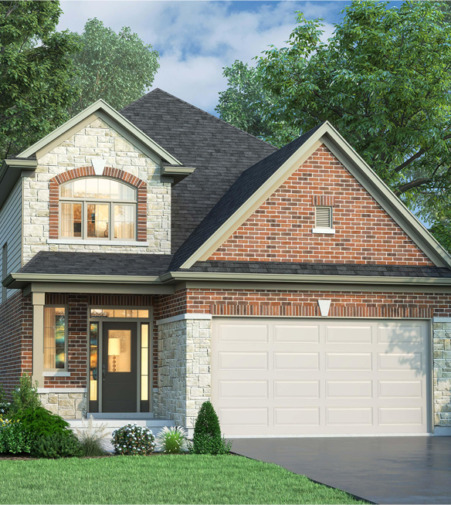 DeSantis Developments The Crossings II brick and stone home elevation illustration